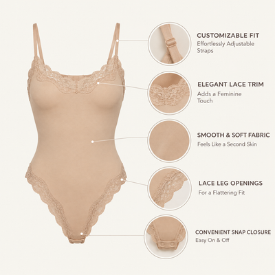 SIKAVIA Lace Sculpt Bodysuit - Tummy Control & Built-In Bra