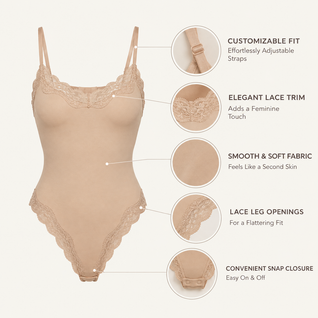 SIKAVIA Lace Sculpt Bodysuit - Tummy Control & Built-In Bra