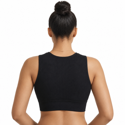 SIKAVIA Ribbed Crop Top - Built-In Shaping Support & Keyhole Neckline