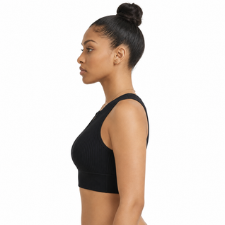 SIKAVIA Ribbed Crop Top - Built-In Shaping Support & Keyhole Neckline