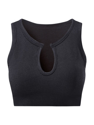 SIKAVIA Ribbed Crop Top - Built-In Shaping Support & Keyhole Neckline