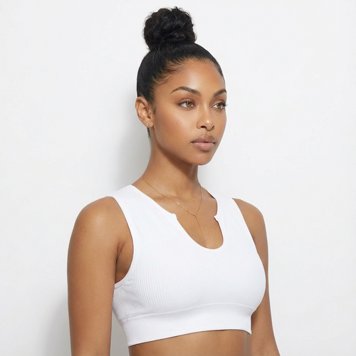 Seamless Sculpt Crop Bra - Wireless Sports Bra with Removable Pads