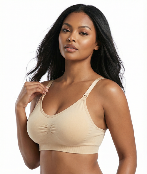 Seamless Nursing Bra - Wireless Maternity Bra with Easy-Access Clips