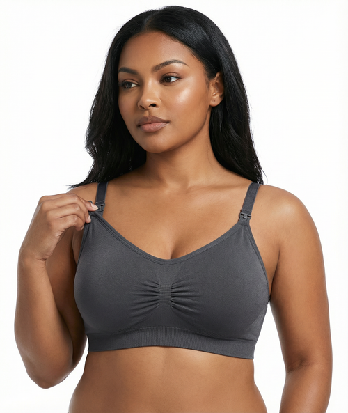 Seamless Nursing Bra - Wireless Maternity Bra with Easy-Access Clips