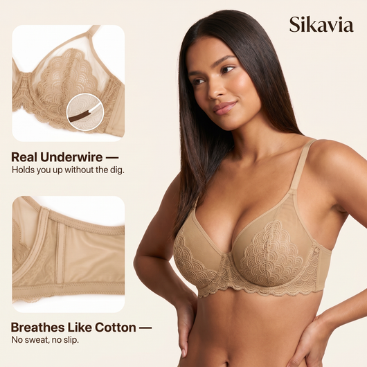 Sikavia Cloud Lace Plunge Bra — Lift & Smooth