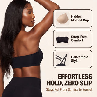 SIKAVIA Seamless Strapless Bandeau Bra - Silicone No-Slip Grip