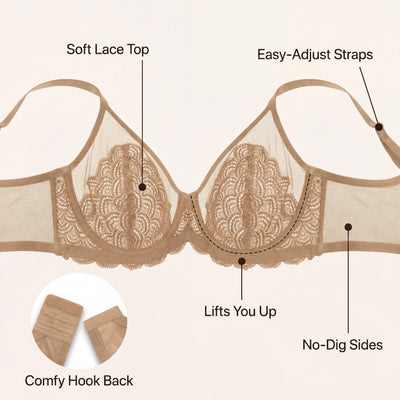 Sikavia Cloud Lace Plunge Bra — Lift & Smooth