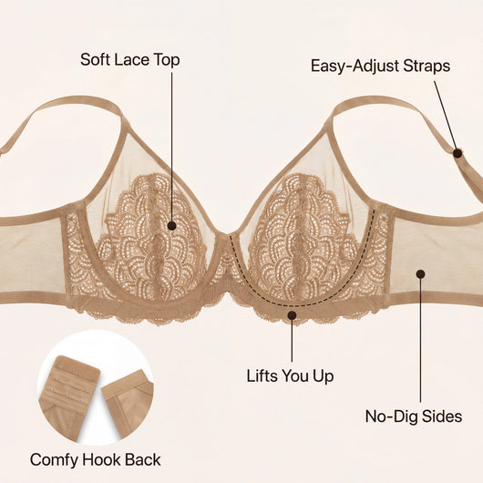 Sikavia Cloud Lace Plunge Bra — Lift & Smooth